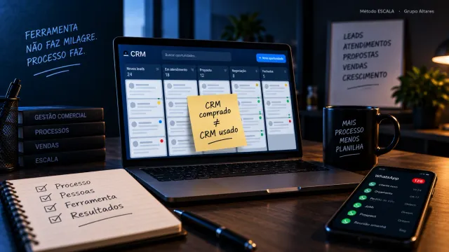 Tela de CRM abandonada em uma pequena empresa