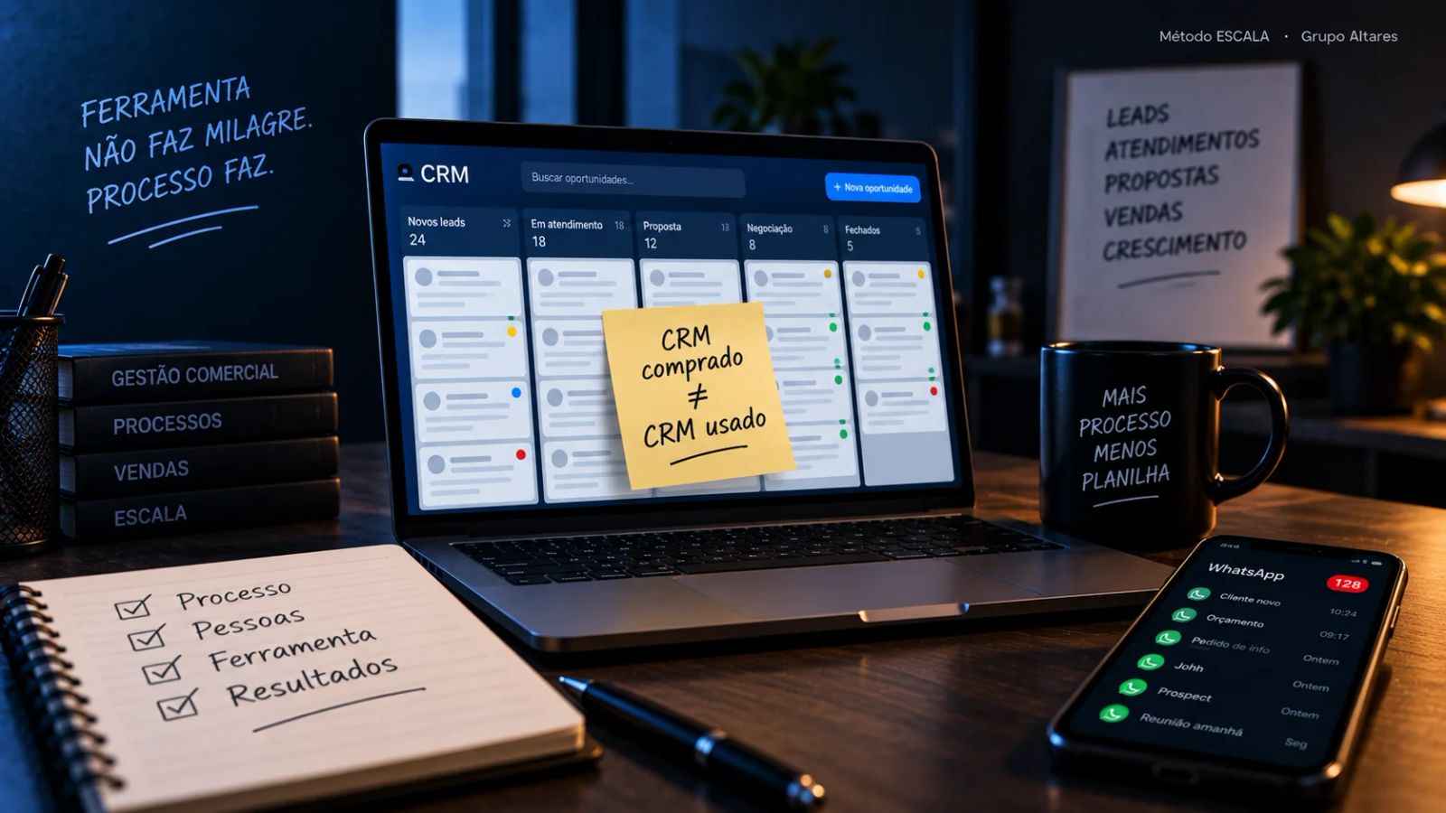 Tela de CRM abandonada em uma pequena empresa