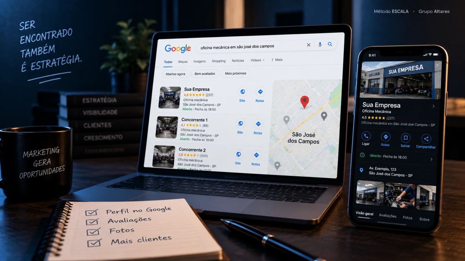 Busca no Google por empresas em São José dos Campos